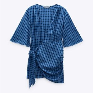 Zara Blue Checkered Mini Dress